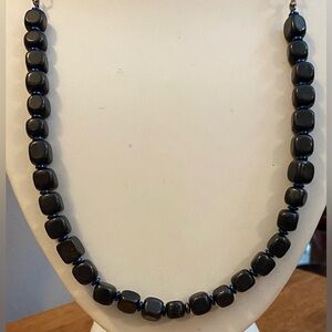 NEW Blackstone crystals with blue hematite crystals necklace #5